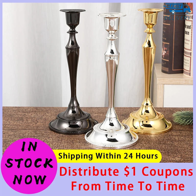 

Metal Candle Holder Silver/Gold Crafts Home Decoration Accessories Wedding Holiday Candlestick Crafts Portavelas Candelabra