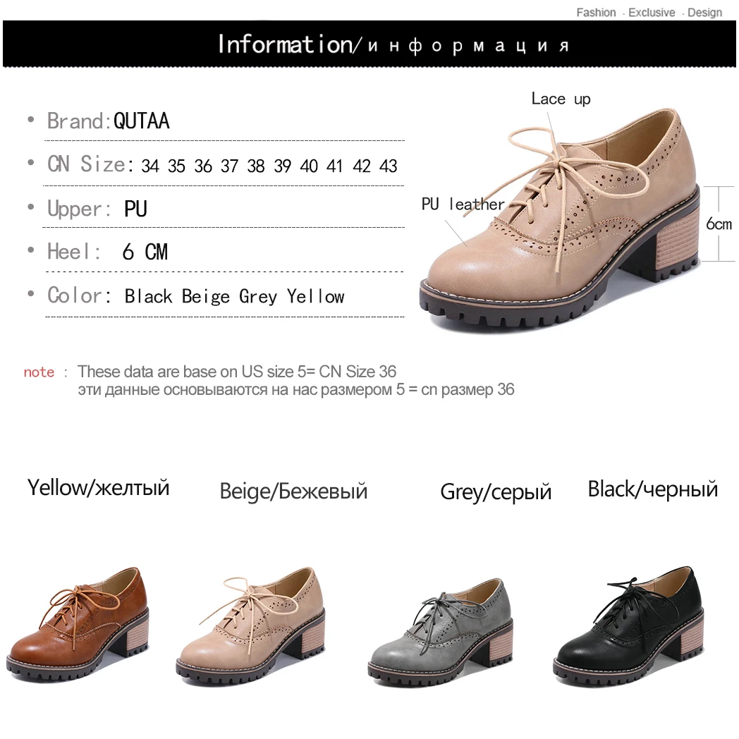 Женские туфли-лодочки на платформе QUTAA черные повседневные туфли из