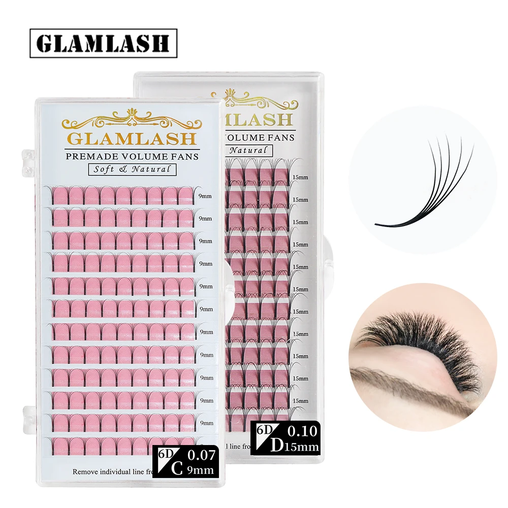 GLAMLASH 2D 3D 4D 5D 6D Накладные ресницы с длинным стержнем готовые российские объемные