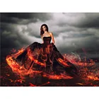 Холст Размер 5d DIY Алмазная картина полный квадратКруглый Женский огненный Алмазный бисер вышивка крестиком мозаичный портрет декор стен