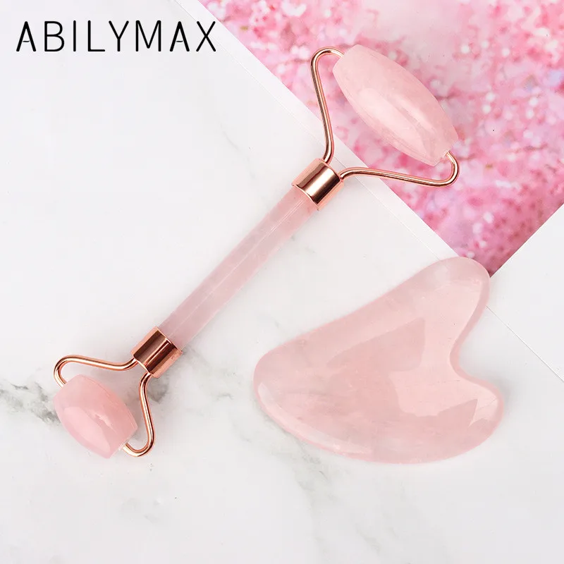 ABILYMAX розового кварца уход за кожей лица ролик и гуаша камень из золота массажер