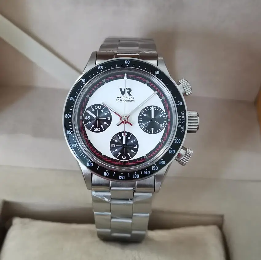 

38mm Stainless steel automatic men's Watch Asian 7750 Movement Chronograph watch Protruding spherical Acrylic glass