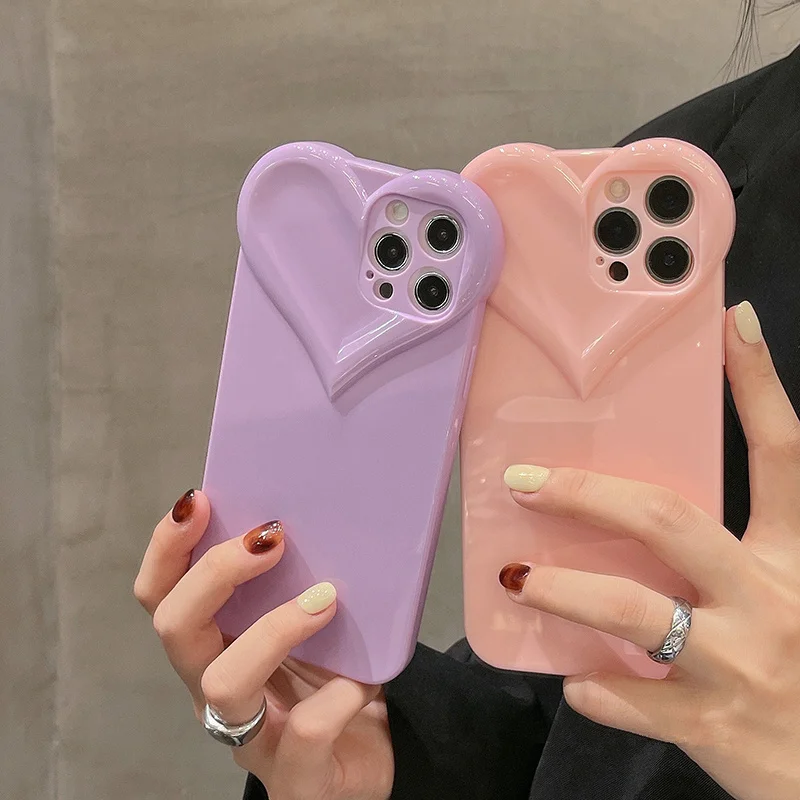 

Однотонный простой чехол для телефона в форме сердца для iPhone 11 Pro 12 Pro Max Xs Max 7 8 Puls X XR толстый защитный чехол для объектива камеры