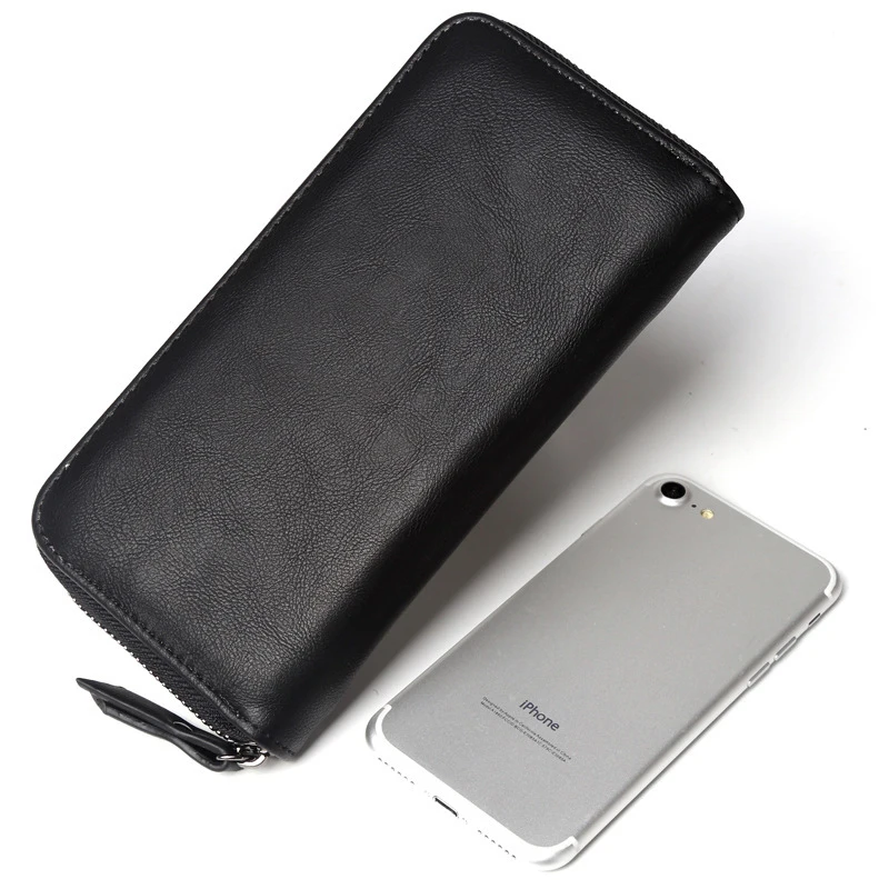 

Black long purse mens Business leather PU wallets designer money bag luxury brand handbags clutch coin purse card wallet