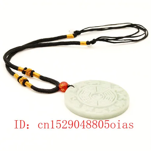 

Natural White Green Chinese Zodiac Jade Tai Chi Gossip Pendant Necklace Fashion Charm Jewellery Carved Amulet Gifts for Women