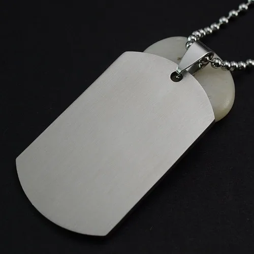 Necklace No Engrave Men's Military Army Matt Silver Stainless Steel Blank Dog Tag Charm Key Chain Pendant Necklace 60CM Long - Окраска металла: Necklace No Engrave