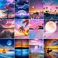 ruopoty paint by numbers moon scenery diy 60x75cm oil painting by numbers landscape digital canvas painting home decor