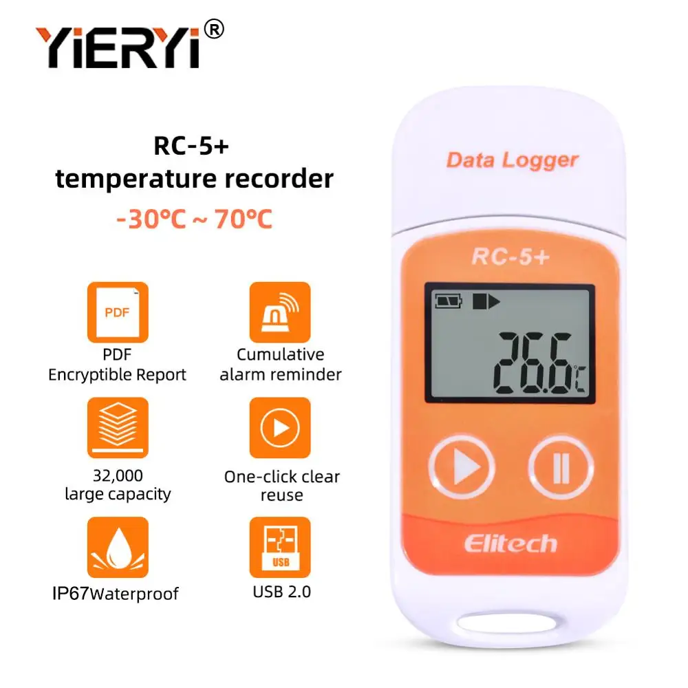 Высокоточный цифровой USB Регистратор температуры yieryi с датчиком NTC для склада