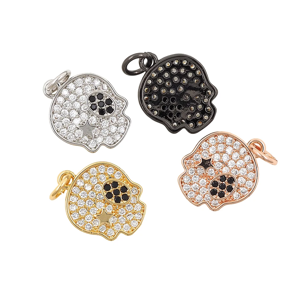 

Skull Pendant Cubic Zirconia Halloween Jewelry DIY Bracelet Necklace Accessories 18x12x2MM