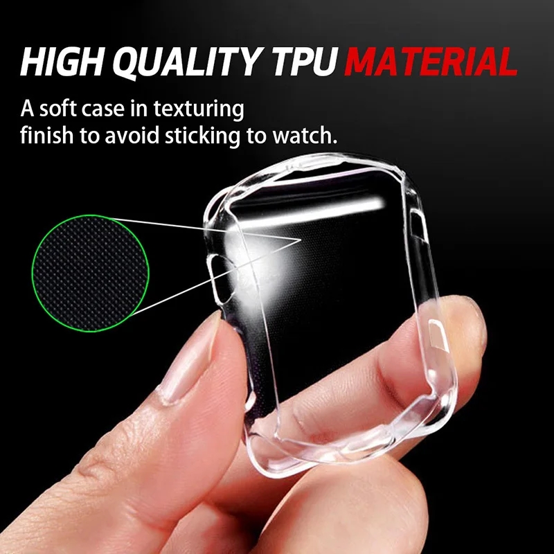 Protector case For Apple Watch 7 6 5 4 41 45 MM 40MM 44MM 360 Clear TPU Cover Full Case Iwatch 5 4 3 38MM 42MM Transparent Cover