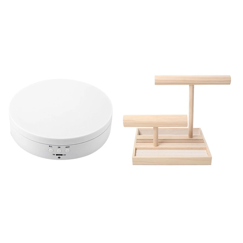 

Белый Перезаряжаемые проигрыватель Дисплей стенд с твердой деревянная серьга держатель бытовой лоток для хранения ювелирных изделий