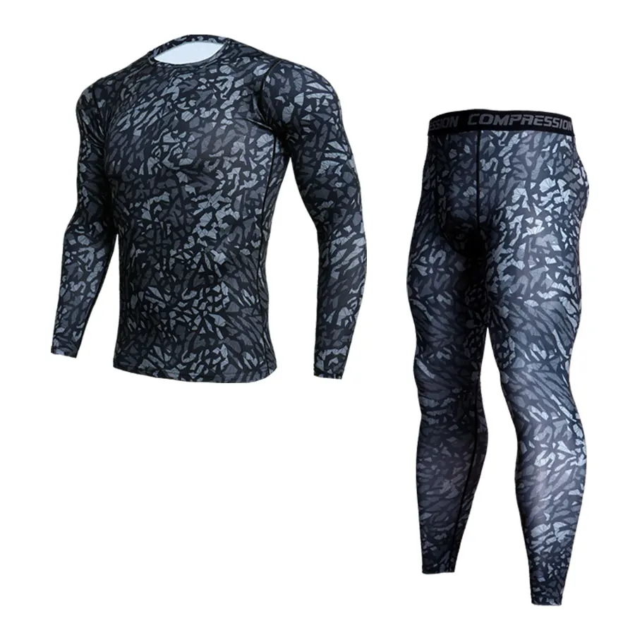 2PCS/Set Men Clothing Sportswear Gym Fitness Compression Suits Running Set Sport Outdoor Jogging Quick Dry Tight