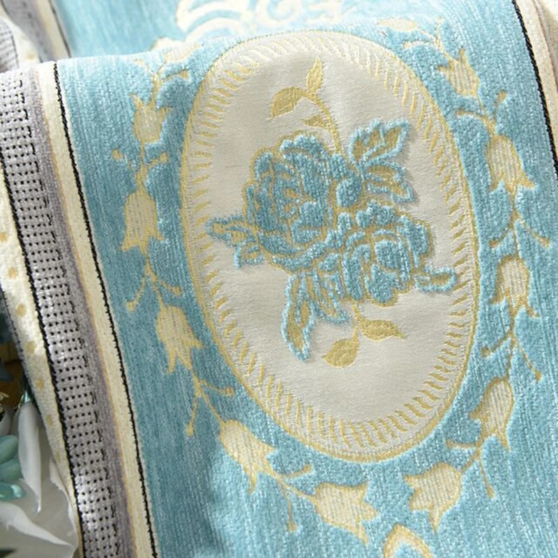 Nordic Thickened Jacquard Blackout Bedroom Curtains Luxury Blue White Striped Chenille Window Drapes Living room Cortina X762#4 | Дом и сад