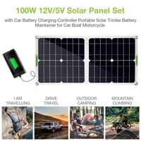 new 100w solar panel 12v battery charger flexible with 10a controller car charger for phone car boat outdoor camping light
