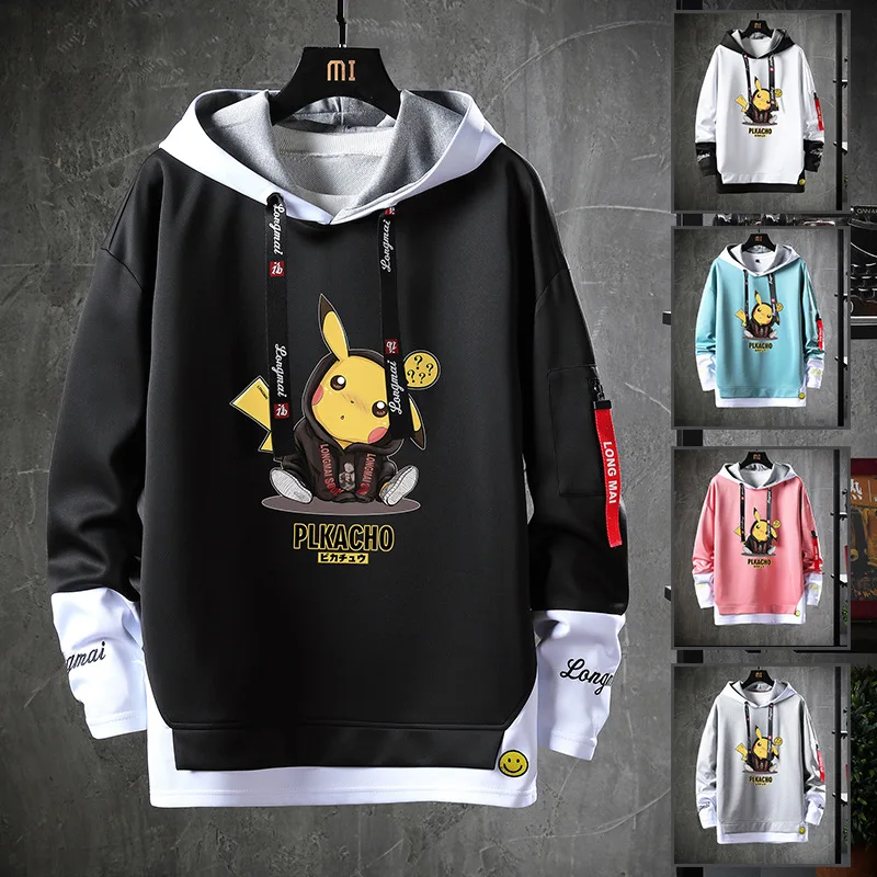 Sudadera Kawaii con dibujos animados de Pikachu para hombre, suéter holgado informal, ropa de alta calidad, venta al por mayor, novedad
