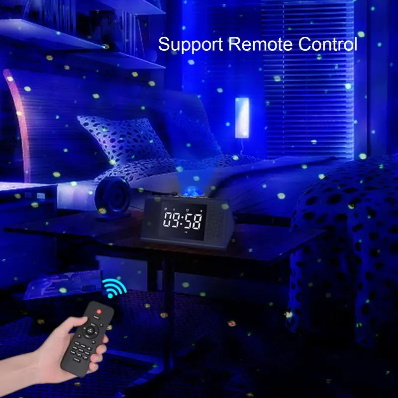 Проекционная лампа со звездным небом и цифровым будильником встроенный