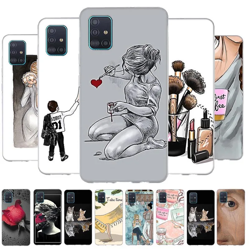 

For Samsung Galaxy A51 Case Cute Cat Silicon Soft TPU Back Cover Coque for Samsung A51 A 51 Phone Cases Cover Fundas