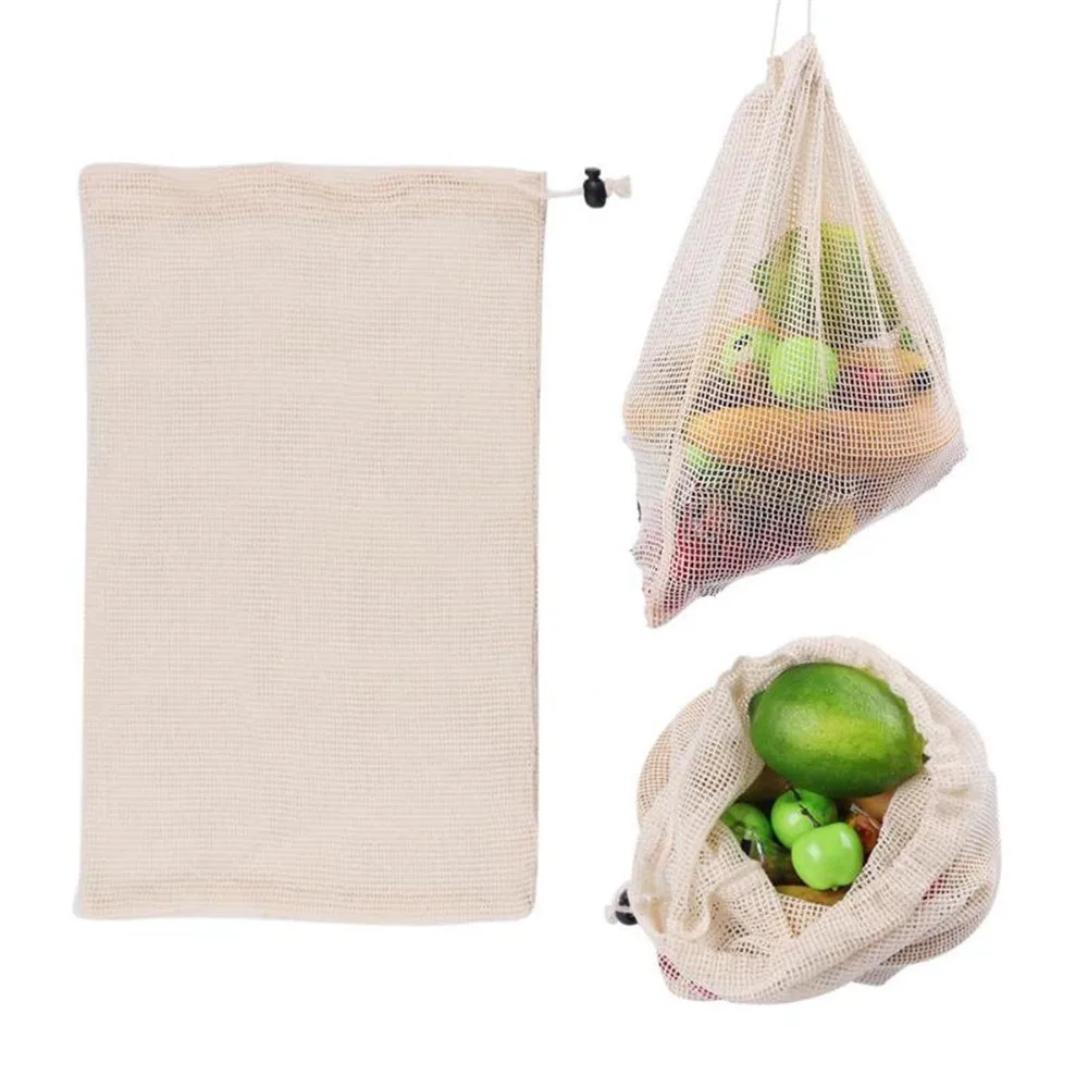 

Reusable Shopping Bags Cotton Vegetable Mesh Bag for Home Kitchen Washable Fruit Grocery Refillable Accessories Beauty Health To