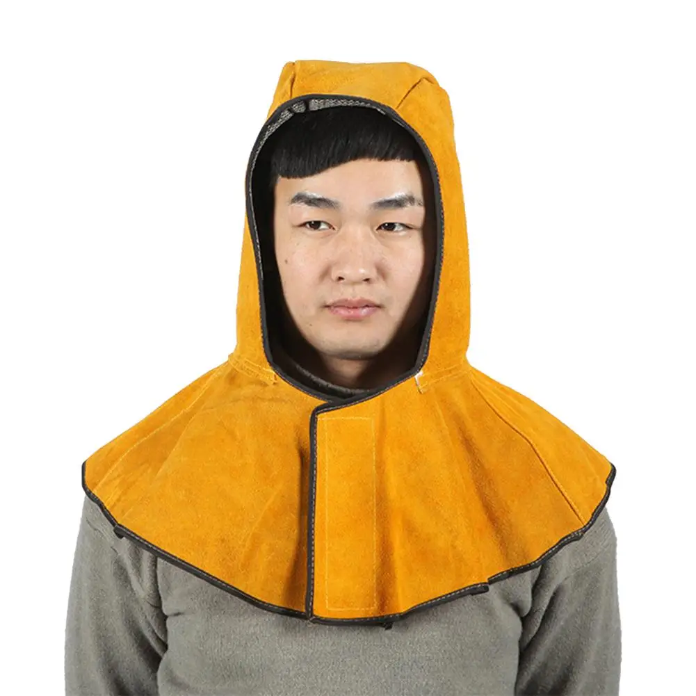

Washable Flame Retardant Helmet Welding Neck Face Protection Leather Hood Full Protective Fits All Kinds of Welding Helmet