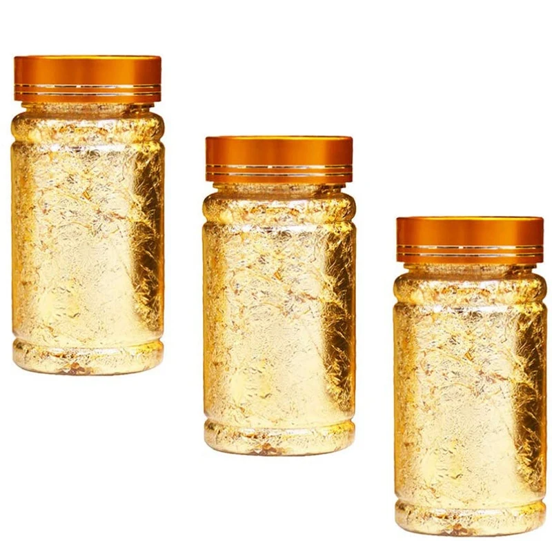 3 шт металлическая фольга бумага Серебро Золото листья хлопья для DIY ремесло