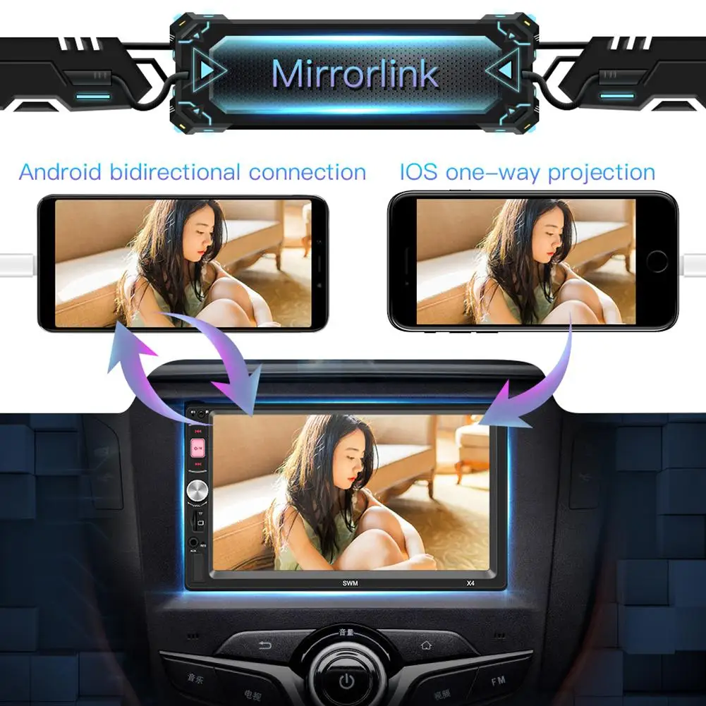 Adeeing 2Din автомобильный стерео MP5 плеер 7 дюймов FM радио Bluetooth 4 0 USB AUX заднего вида