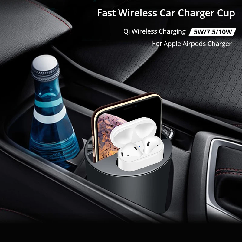 10w fast wireless charger car charger cup for iphone 11 pro xs xrx8 samsung galaxy s9s8note10note9 car cup charging holder free global shipping
