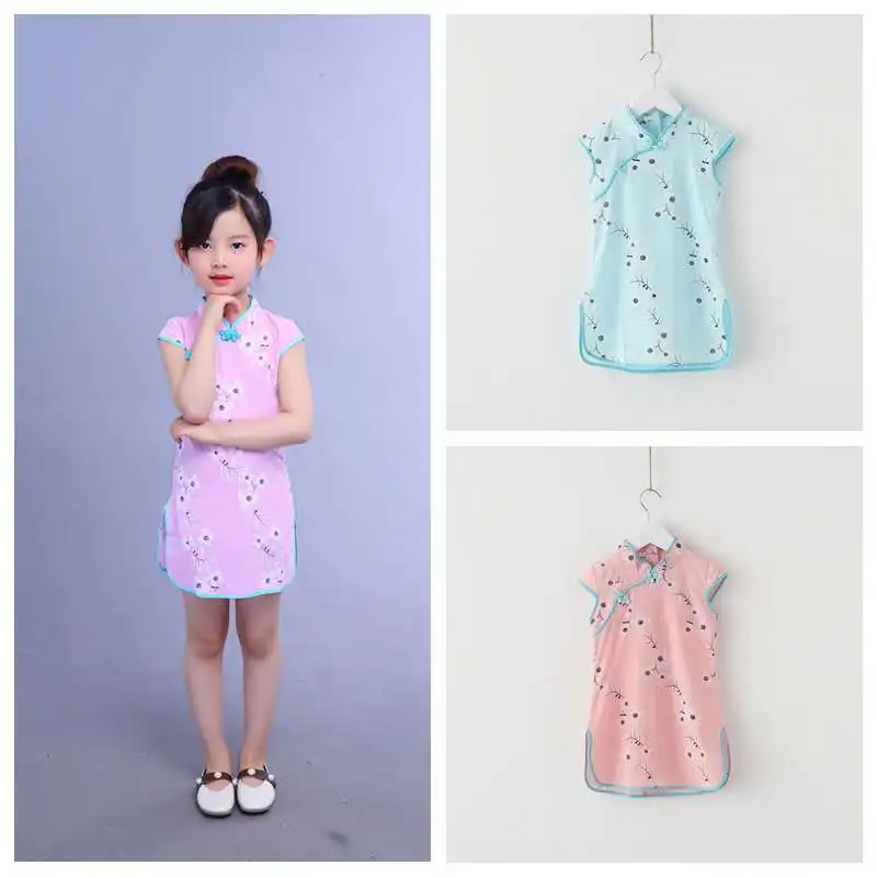 Платье принцессы для девочек женское платье облегающее Хлопковое платье-Ципао с