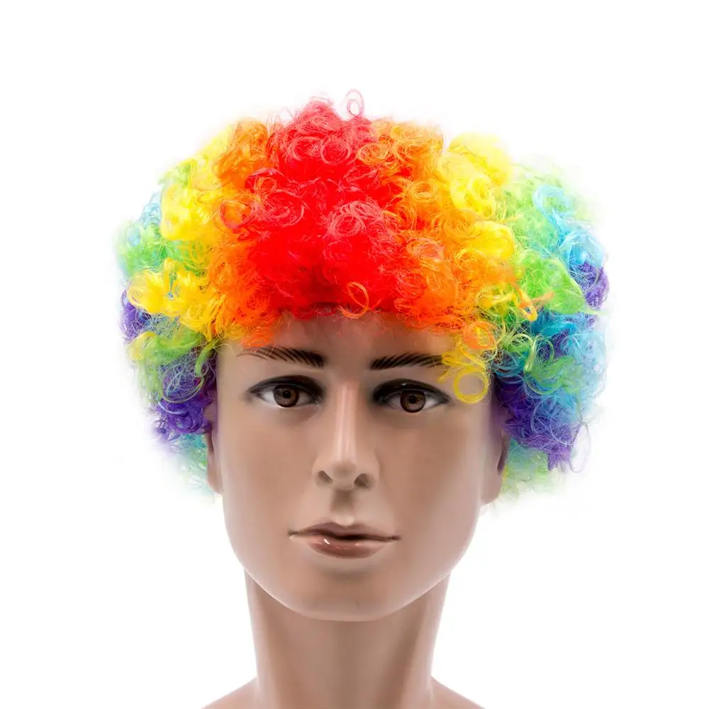Similler аниме курчавые вьющиеся короткие парики Радужный красочный синтетический