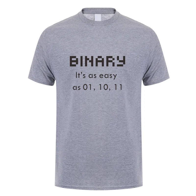 Летняя футболка Забавный компьютер Мужская хлопковая с надписью EASY AS 01 10 11