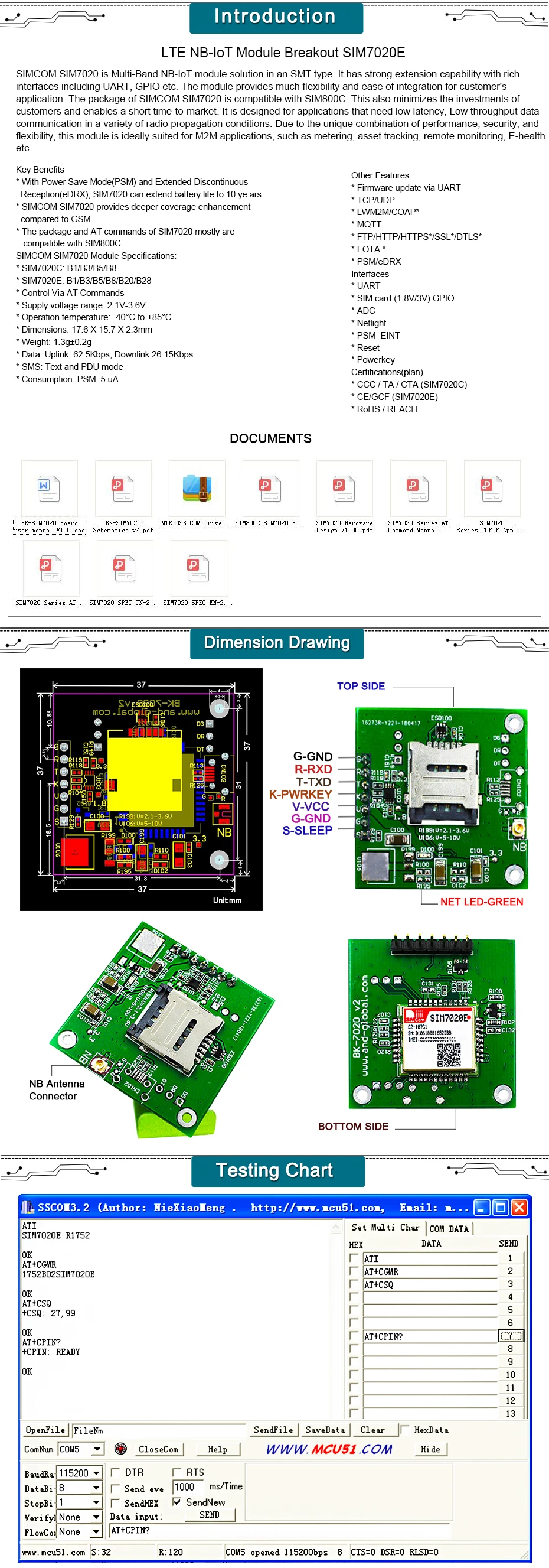 SIM7020E коммутационная плата, NB-IoT мини-основная плата SIM7020E для оранжевого/KPN/TELIA/VODAFONE/VELCOM/TIM/TELENOR/TELEFONICA/DT
