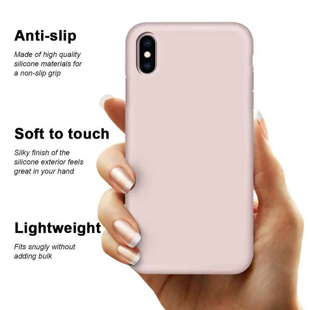 Чехол из жидкого силикона для Apple iPhone X XR Xs Max 8 7 гелевая резина защита всего тела