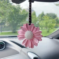 creative little daisy flower car pendant car rearview mirror hanging pendant cute fragrance perfume car interior accessories