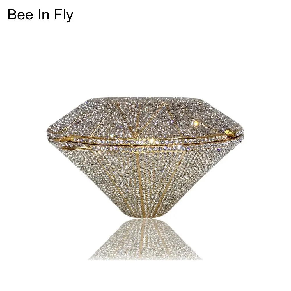 Лидер продаж! Новинка! Модная женская вечерняя сумочка с золотыми кристаллами на