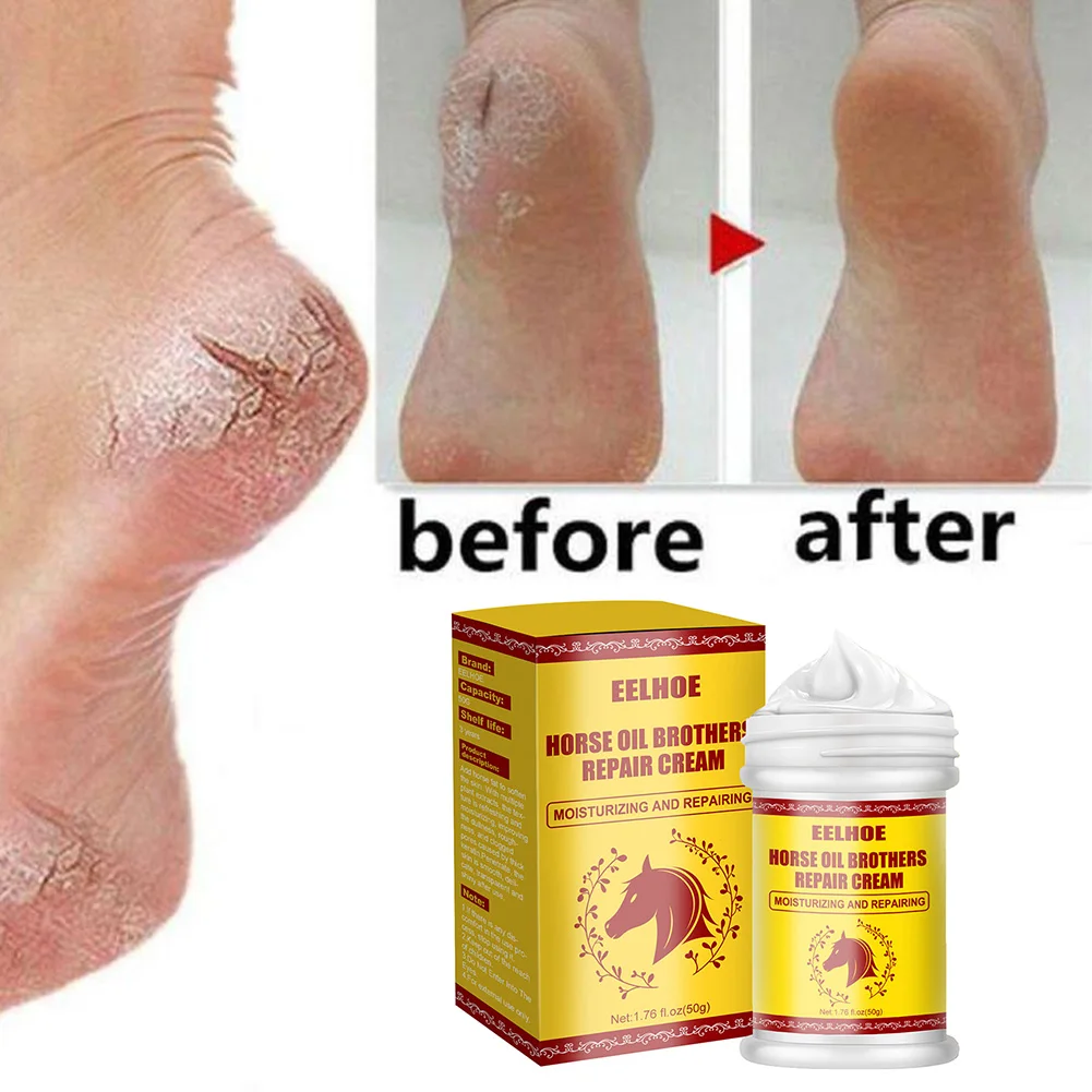 

50g Foot Repair Cream Natural Horse Oil Anti-Crack Cream Cracked Dead Skin Removal Moisturizing Removal Callus Hands Feet Care