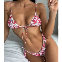 peachtan floral print bikinis 2021 mujer string swimsuit women brazilian swimwear female sexy bathing suit biquini beach wear
