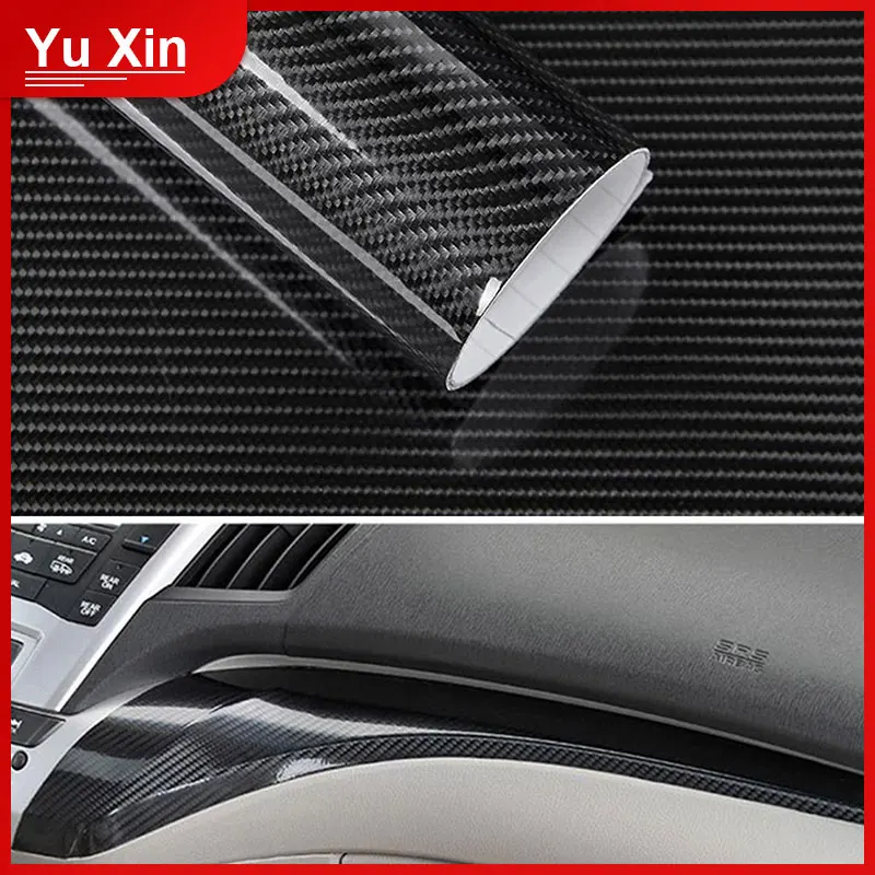 Стайлинг автомобиля глянцевая черная виниловая пленка 6D из углеродного волокна