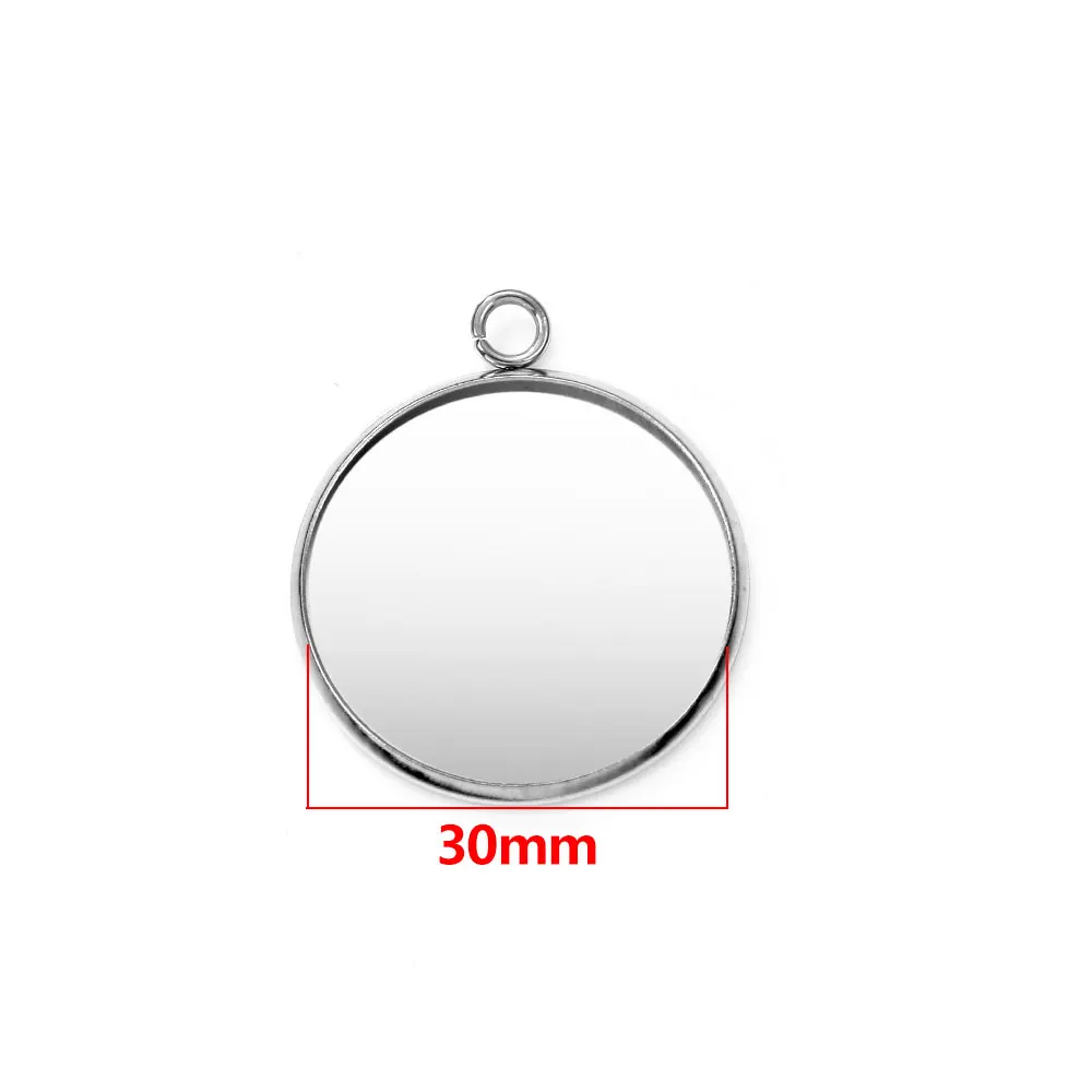 

10Pcs/Lot Stainless Steel Diameter 6 8 10 12 14 16 18 20 25 30mm PolishedBottom Tray Pendant For DIY Jewelry Making Supplies