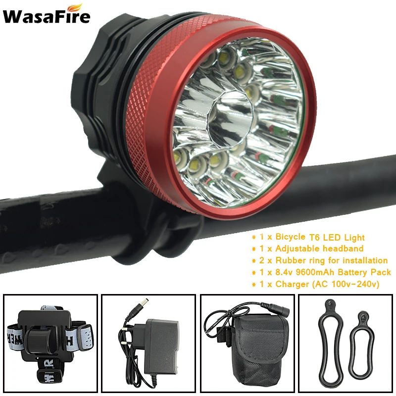 WasaFire 25000lm 14 * T6 светодиодный велосипедный светильник головной 3 режима