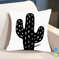 45x45cm nordic polyester black and white simple sofa pillowcase cactus geometric print decoration cushion cover