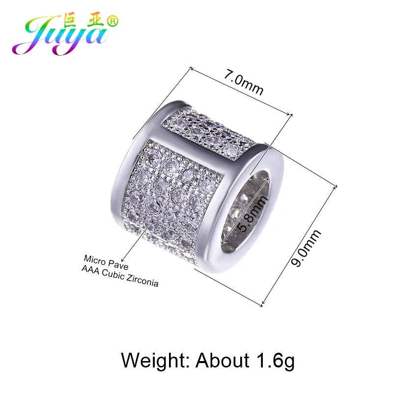 Juya DIY Металлические разделительные бусины поставки микро проложить Шампанское Циркон Шарм с большим отверстием бусины для ручной работы Натуральное изготовление каменных ювелирных изделий