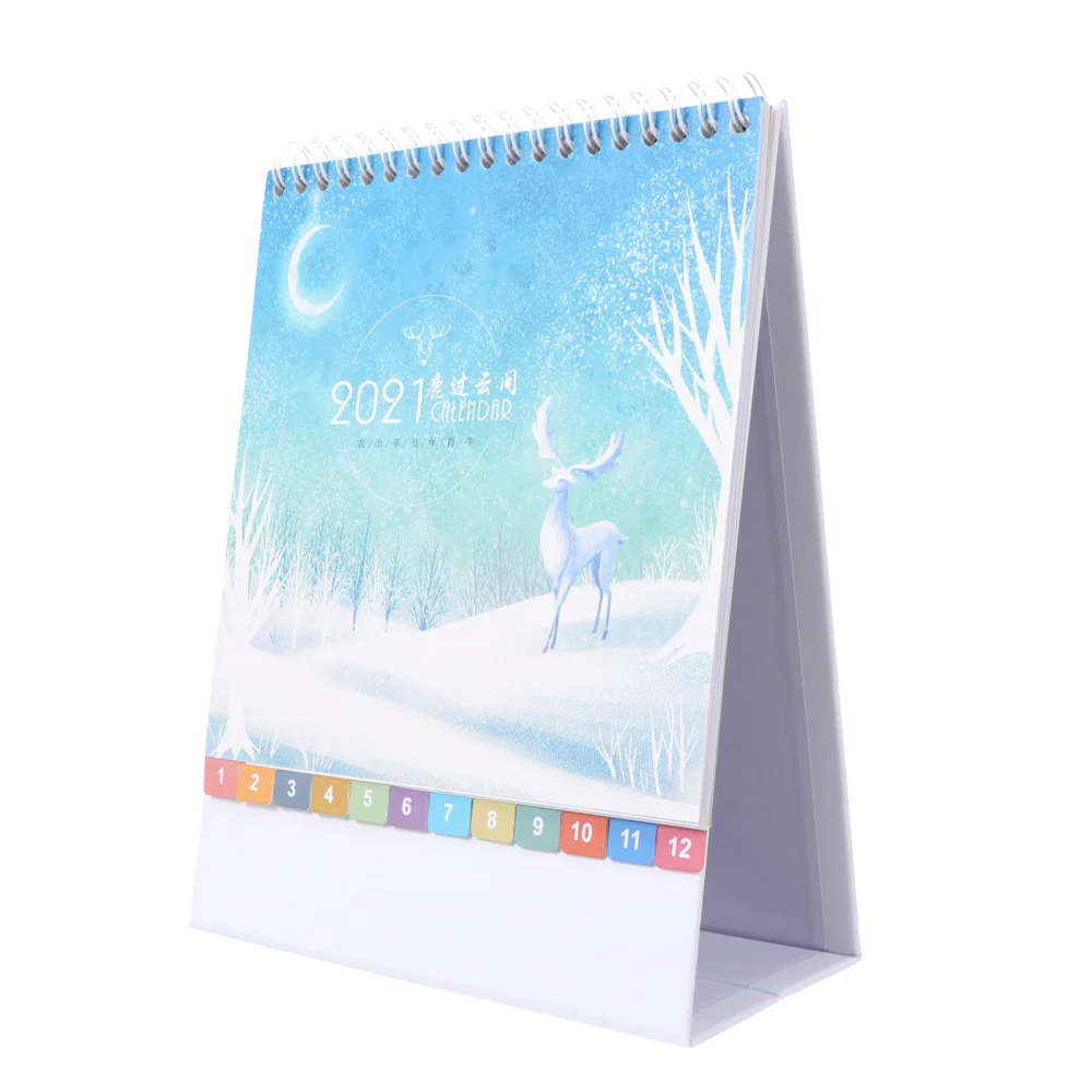 

1pc 2021 Craft Paper Calendar Ox Year Tabletop Calendar Organizing Calendar