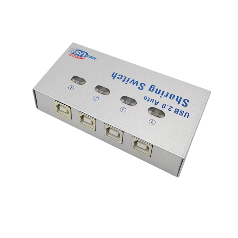 4 порта USB интеллектуальный коммутатор автоматический разветвитель четыре в и один из нескольких компьютеров поделиться usb-устройством - Цвет: Серебристый