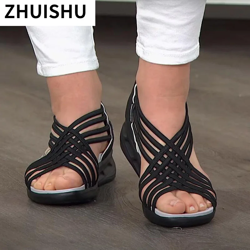 

Wedge Sandals Summer Retro Cross Straps Ladies Sandals Open Toe Platform Shoes for Women Slip on Female Shoes Zapatillas Mujer