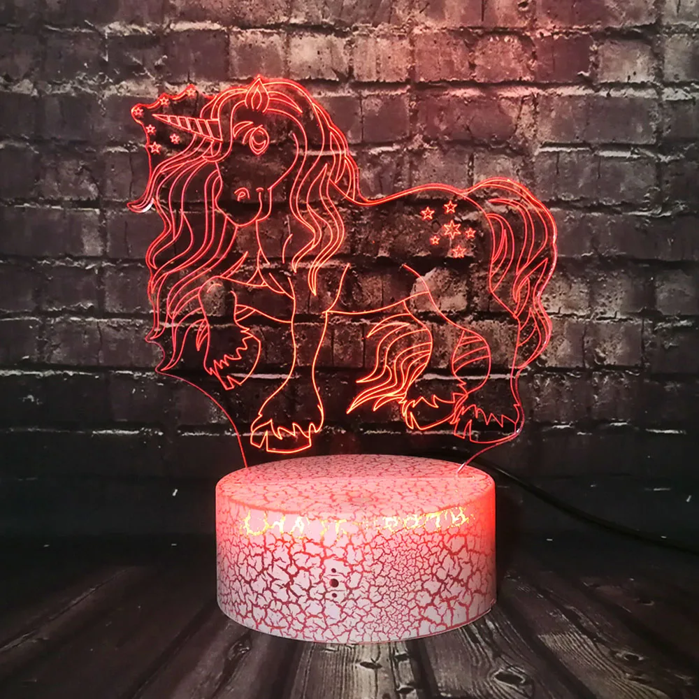 Новинка 2019 милый Единорог Лошадь 3D LED 7 цветов USB зарядка Лава спальня теплый стол