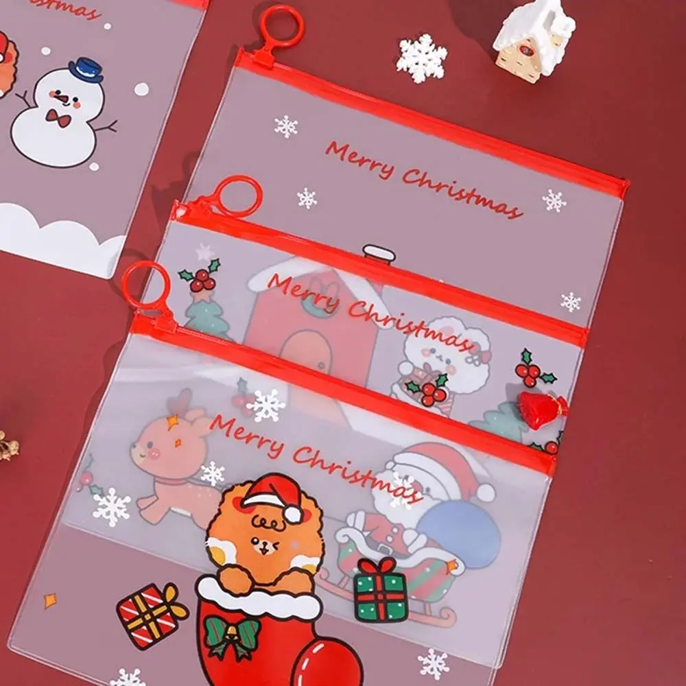 

Cute Christmas Ring File Bag Creative Cartoon Korean Bag Pencil Pouch Student Gift Stationery Kawaii Bag Pencil Bag Supplies