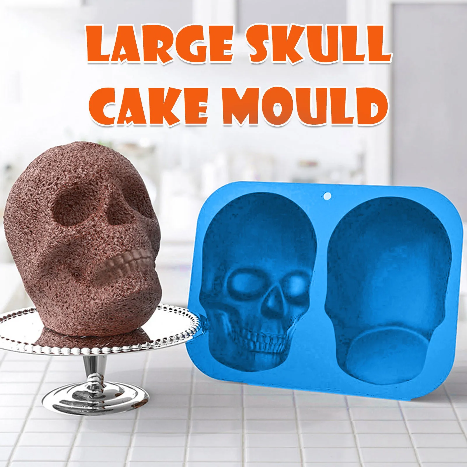 

Skull Silicone Mould Fondant Cake Mold Large Skull Cake Pan Baking Cake Chocolate Baking Mold For Halloween Party Kitchen Tool