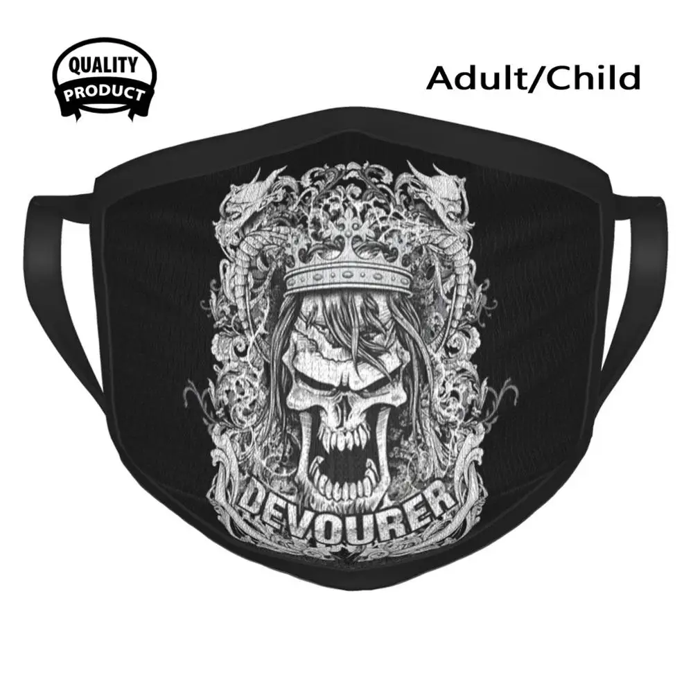 Зло череп с украшением в виде короны дизайнерские черные дышащая многоразовая маска для полости рта злой череп с украшением в виде короны з...