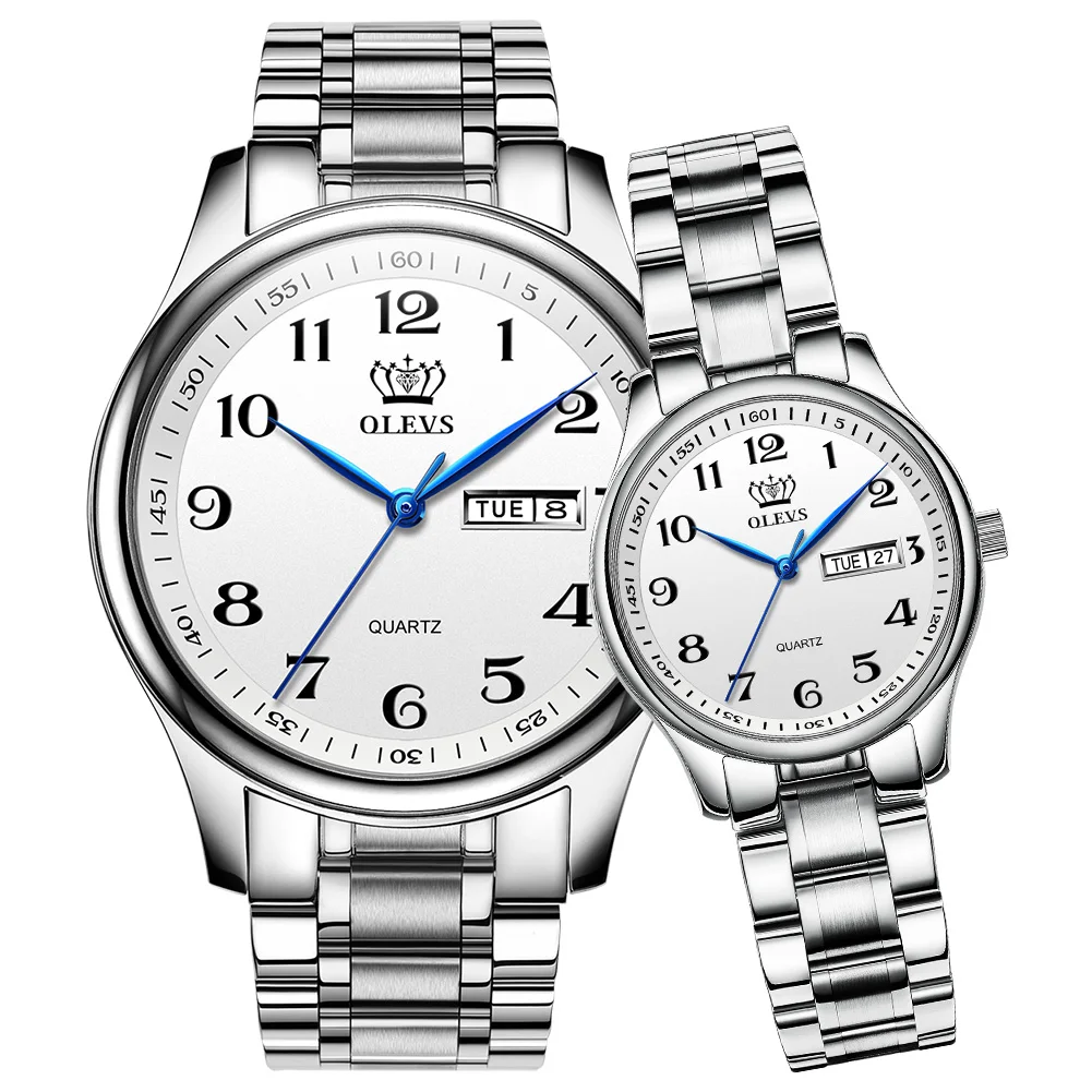 OLEVS 2020 New Brand Couple Watch Men Watch Women Stainless Steel Fashion Pair Watches Clock reloj hombre reloj mujer