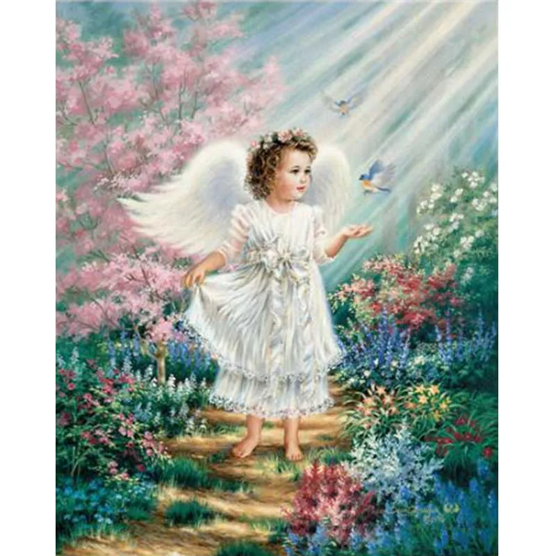 Рамка Ангел девушка Абстрактная живопись Diy Цифровая маслом Современная фигура