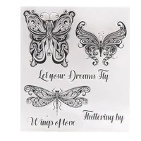 3 butterflies stamps transparent silicone clear stamp for scrapbooking diy craft decoration soft stamp kids stationery